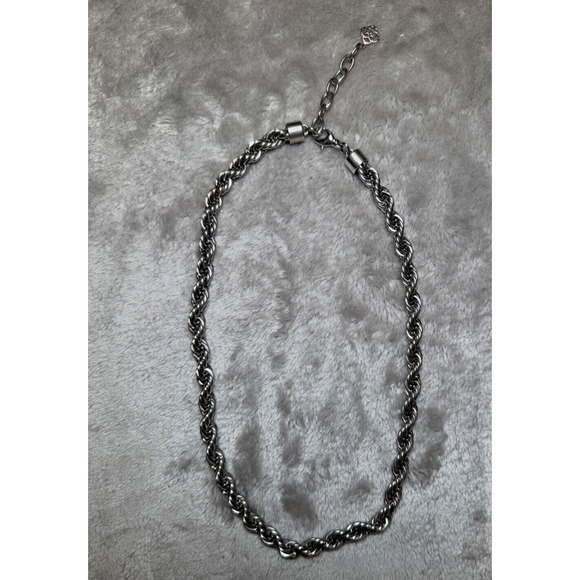 Kendra Scott Cailey Rhodium Plated Rope Chain Necklace Adjustable 18-21" - Picture 2 of 4